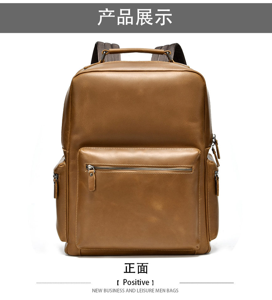 Ba lô da bò thật phong cách retro, đựng vừa laptop 14 inch, dung tích 20L — Màu nâu chi tiết 8