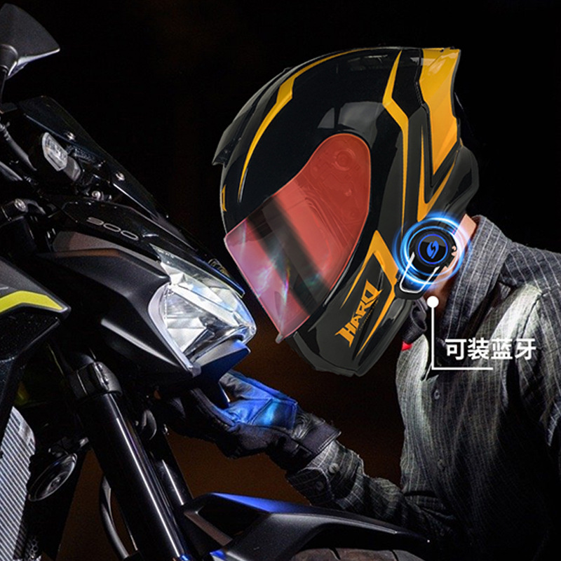 Casco de motocicleta anti niebla para hombres locomotora de cuatro estaciones universal casco completo pareja de luz nocturna gran cola