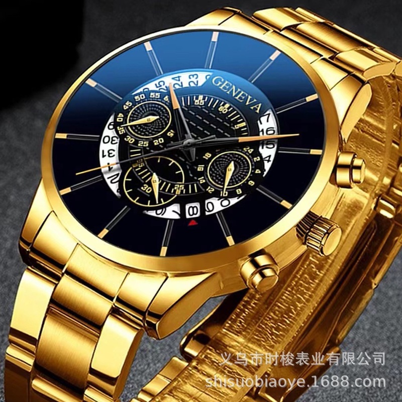 Factory direct calendar steel band watch men's large dial quartz watch cross-border men's watch foreign trade men's watch wholesale