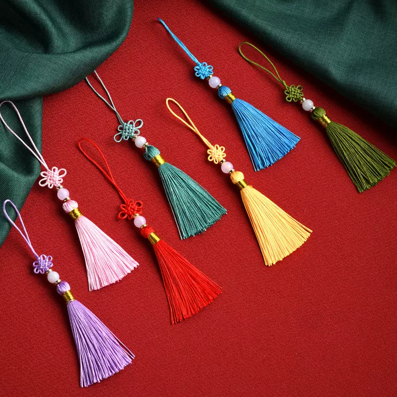 小号迷你带珠细线中国结挂件民族风流苏穗子装饰吊穗书签饰品配件
