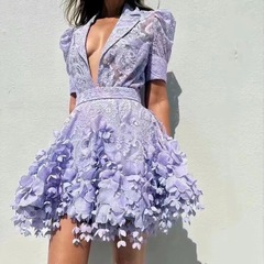 オーストラリア軽豪華立体花香芋紫レース重工仙気休暇三点セット欧米クロスボーダーアマゾン
