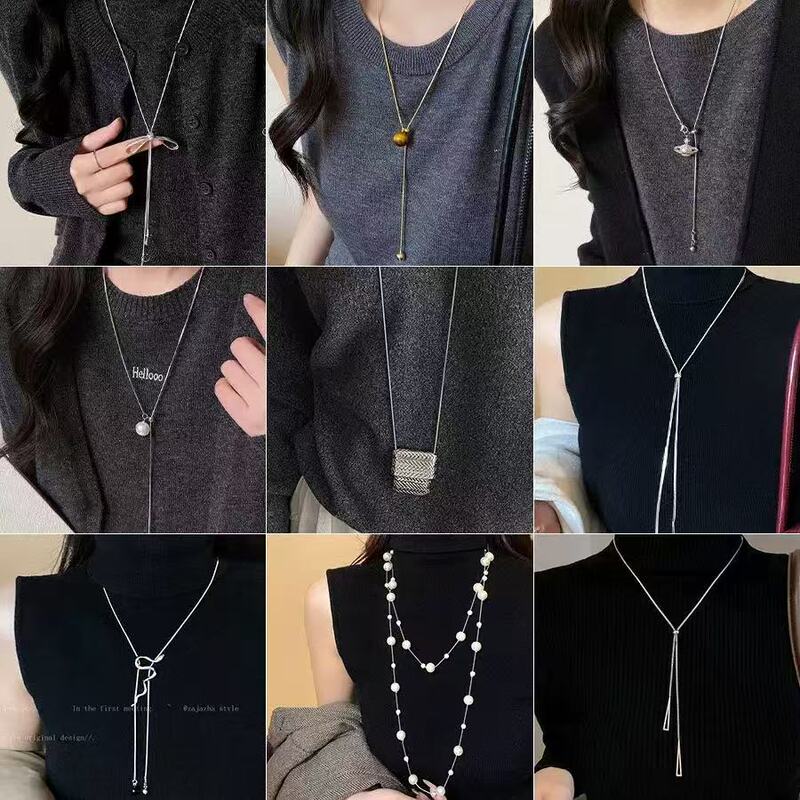 Adjustable Long Necklace Light Luxury Niche 2025 New Design High-End Clavicle Chain Choker Trendy Sweater Chain for Women Adjustable Long Necklace Light Luxury Niche 2025 New Design High-End Clavicle Chain Choker Trendy Sweater Chain for Women