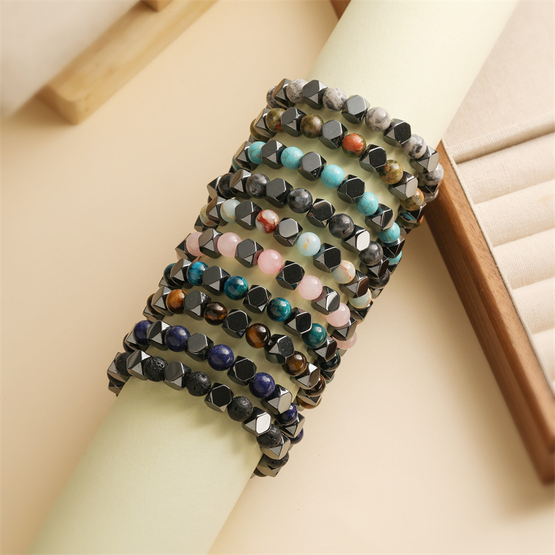 Transfronterizo Europa y América Amazon Venta caliente Pulsera de cristal rosa Latillo natural Pulsera con cuentas de ojo de tigre Joyas al por mayor