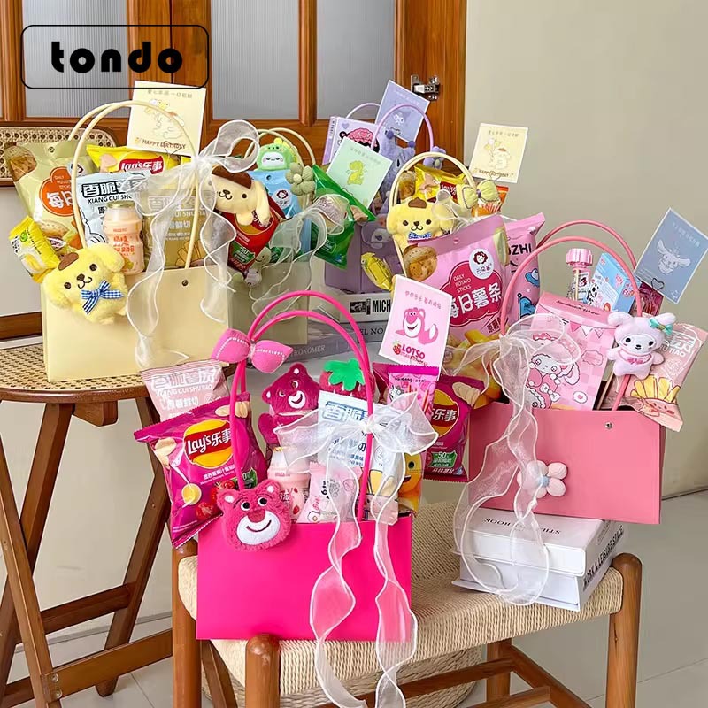 Día del niño de dibujos animados diy snacks bolso de material paquete de jardín de infantes escuela primaria regalos de vacaciones hechos a mano
