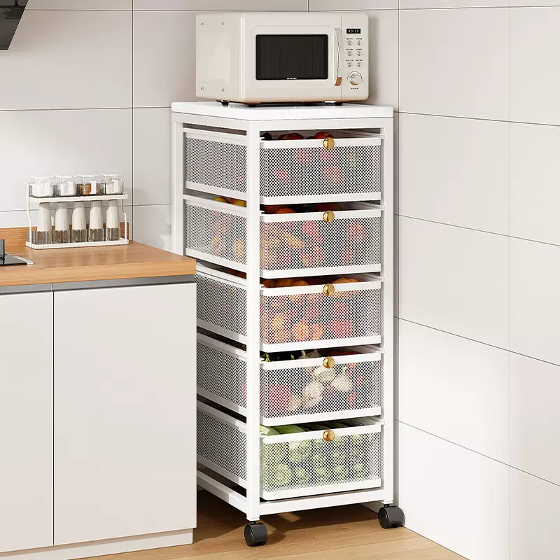 厨房置物架菜篮子蔬菜水果调味料收纳多层抽屉式落地夹缝储物架子