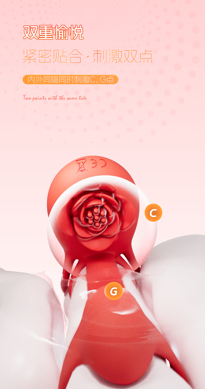 Rose Dual-Ring Vibrating Penis Ring with Remote, 10-Frequency Prostate Massager — detail image 8