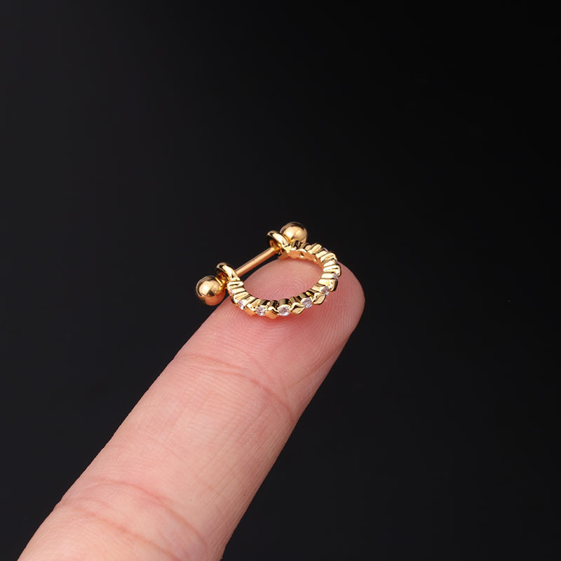 Ear Cartilage Rings & Studs Fashion Crown Copper Plating Artificial Gemstones display picture 15
