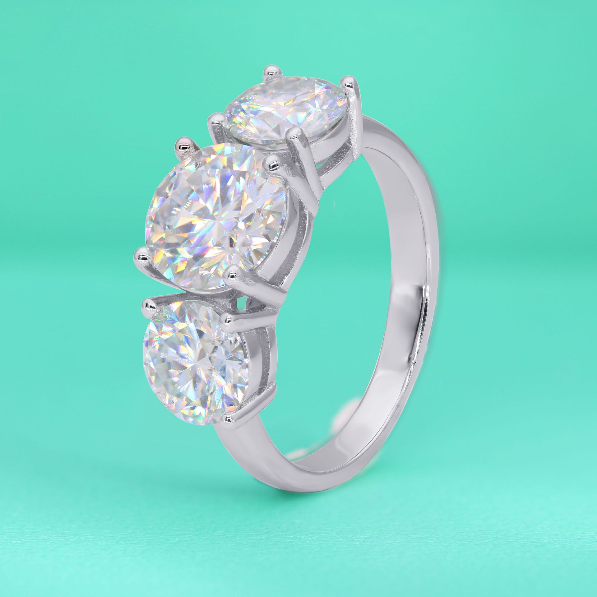 Sterling Silver Material Geometric Pattern Sterling Silver Moissanite High Carbon Diamond Rings Geometric