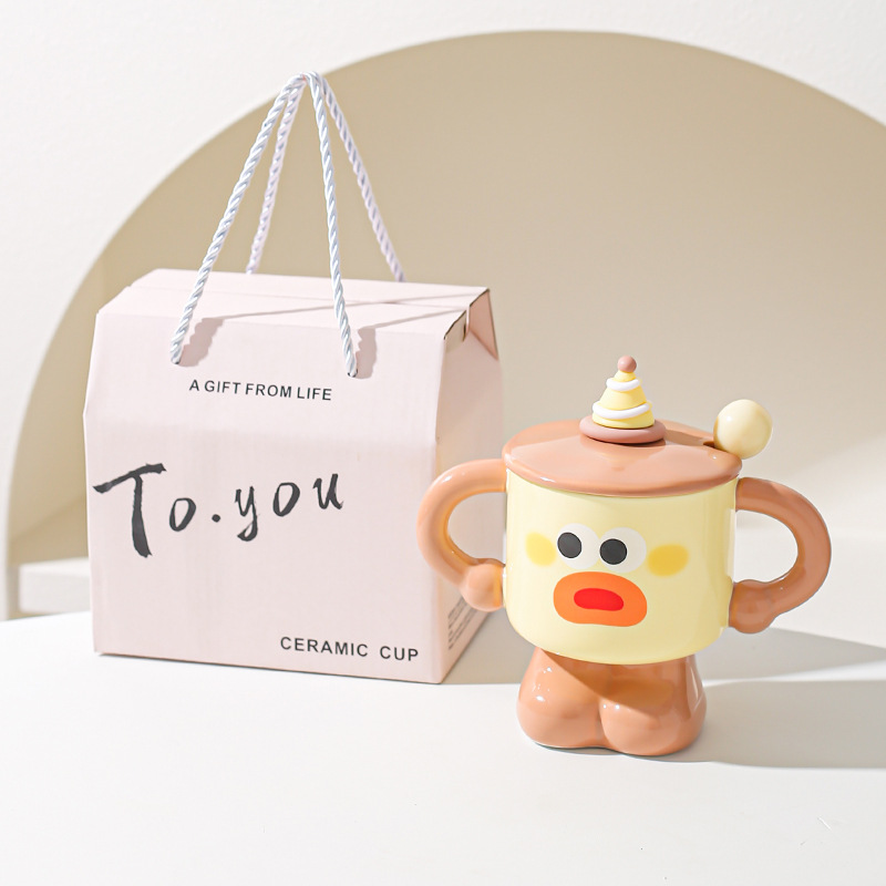 Taza de cerámica de payaso creativo con cubierta con cuchara taza de marca de taza de dormitorio de niñas taza de agua doméstica regalo de vacaciones amigos
