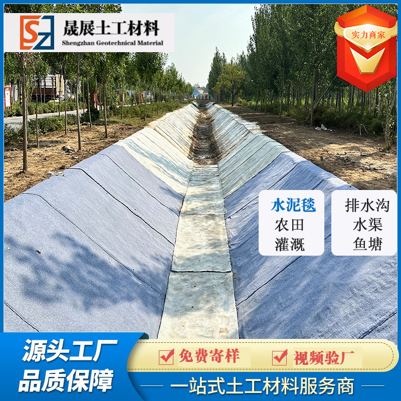 高强水泥毯固化鱼塘排水沟渠矿山堤坝护坡毯专用混凝土复合水泥毯