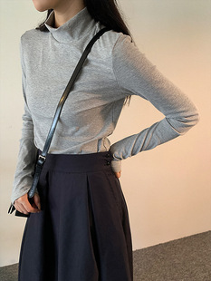 Yiershan Wearing Formula 7-color plus velvet versatile half-high neck base knit sweater T women's pit pattern layered top