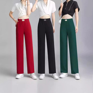 Slim Straight-Leg Pants 2025 Spring and Autumn Popular High-Waisted Slimming Loose Wide-Leg Pants Casual Drape Versatile Fashion Long Pants
