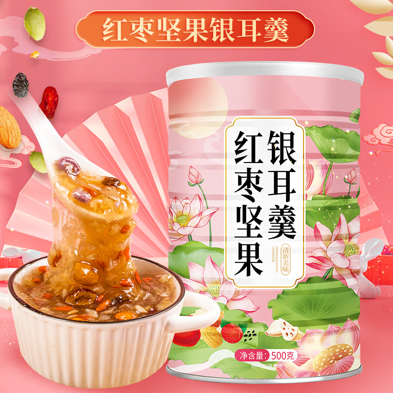Jujube nut Tremella soup Instant Brew Substitute meal Canned 500g Source manufacturers