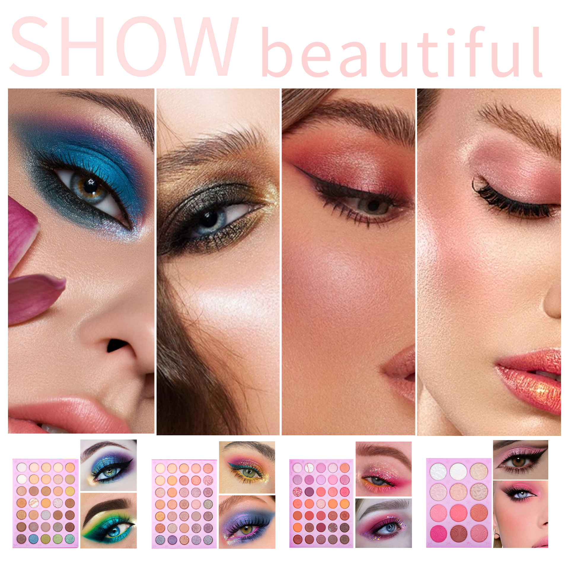 Cross-border 117-color folding eyeshadow palette, four-layer matte, pearlescent blush contour, high-gloss one-piece makeup palette undefined