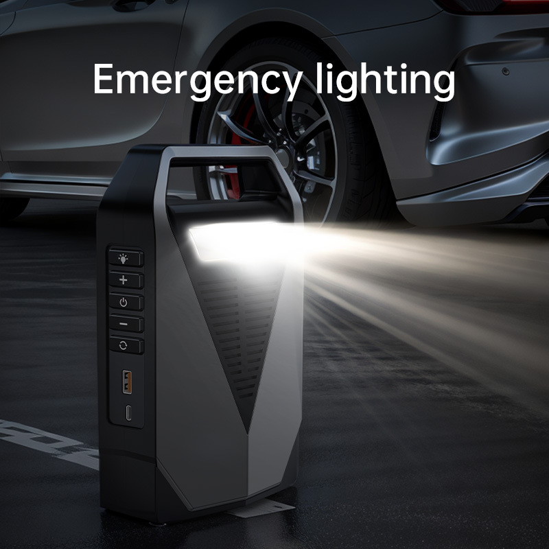 Large-Capacity Ld12 Cross-Border Car Emergency Jump Starter with Built-In Air Pump and Multi-Function Power Bank