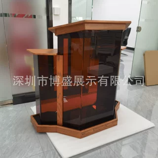 【定制】实木讲台亚克力演讲台双人加大版教堂会议婚礼宴会主持台
