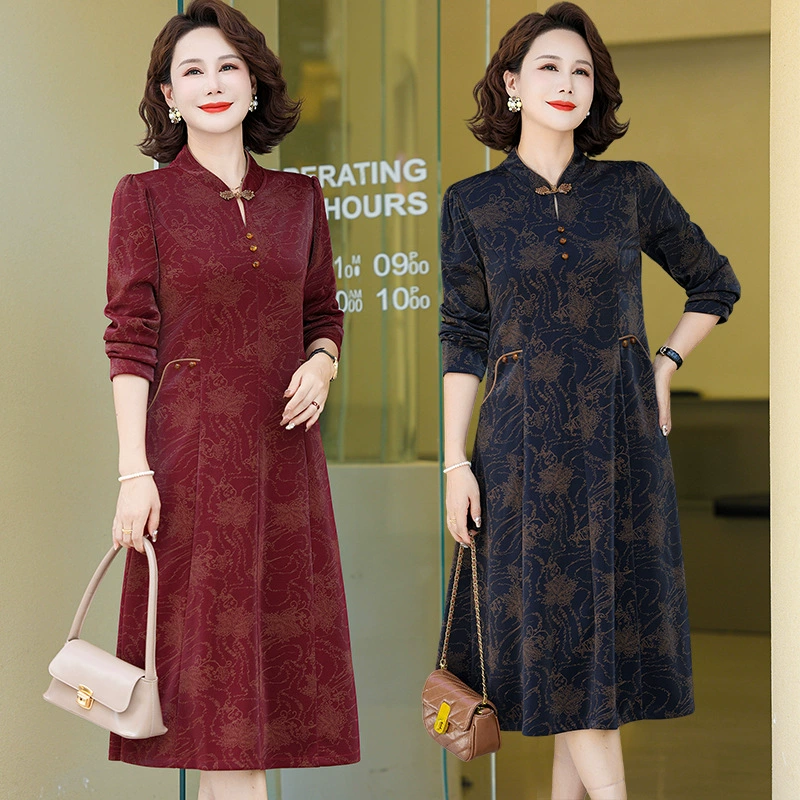 Мама весенне-осенний новый китайский стиль улучшенной юбки чонсам