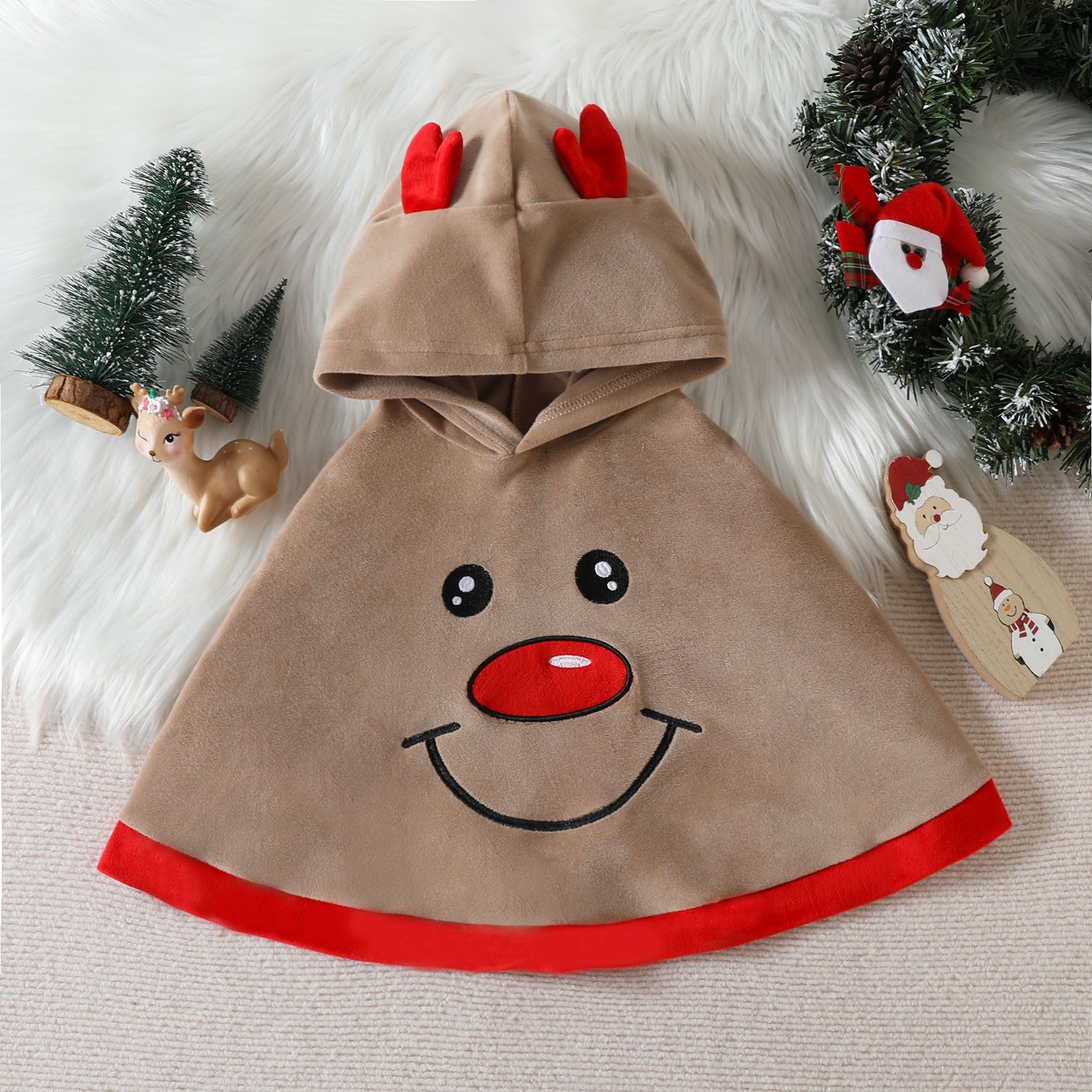 Christmas Fashion Santa Claus Snowman Elk Patchwork Polyester Girls Outerwear display picture 2