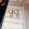 Fashionable advanced zirconium from pearl, retro earrings, high-quality style, french style, light luxury style, 2023 collection, wholesale