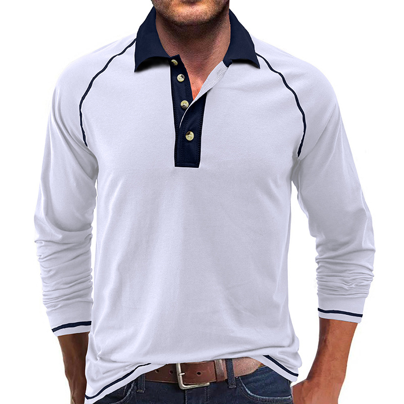 Camiseta de manga larga de solapa de los hombres europeos y americanos Comercio exterior Polo de los hombres transfronterizo Camisa de otoño para hombres Amazon top
