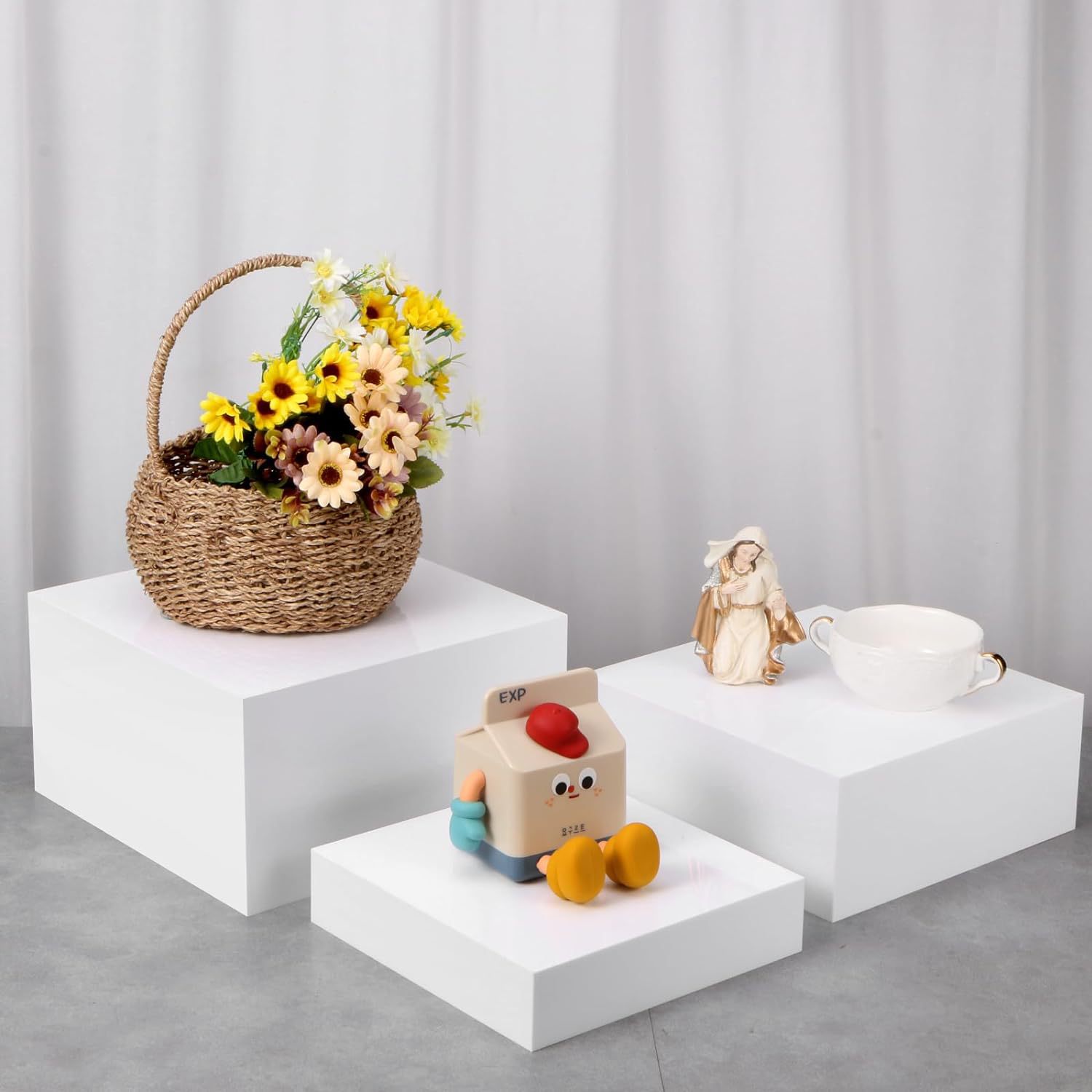 6包亚克力展示盒立方立管派对自助餐食品展示架白色蛋糕架