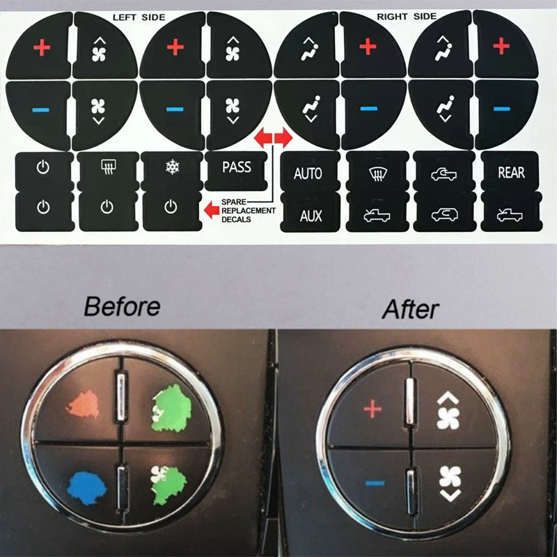 Автомобиль интерьер автомобиля Кнопка Ремонт Наклейка Кнопка AC центральное управление наклейка CD трансляция аудио кнопка ремонт автомобиля Наклейка