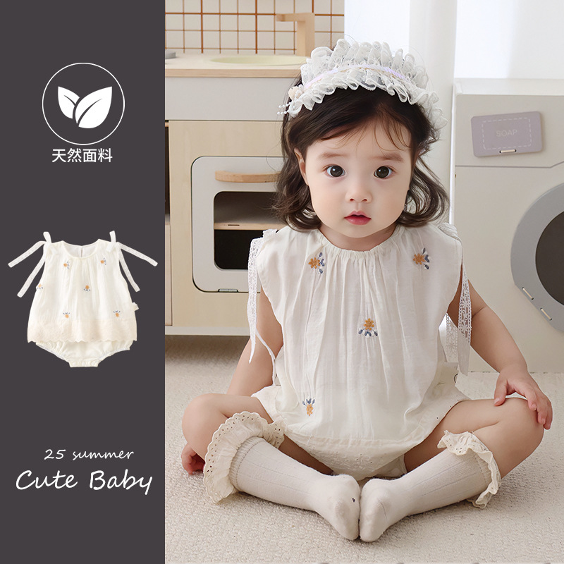 New Start Costume Baby jumpsuit Summer Princess Bumpsuit Newborn Girl Baby Outgoing Triangle Hats