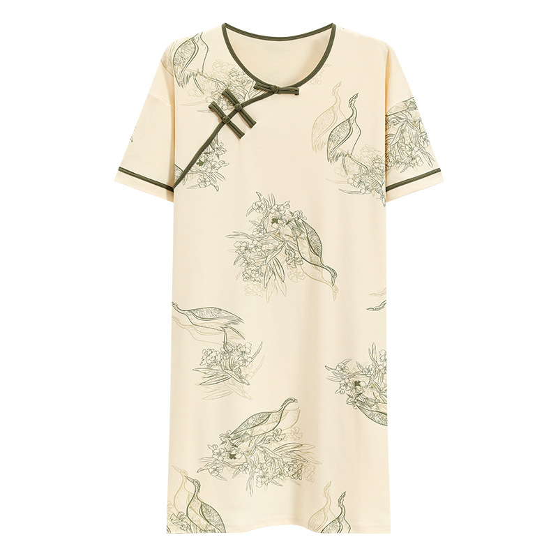 Pijama de mangas cortas de estilo antiguo de verano de estilo chino nuevo pijama de estilo chino de verano de algodón delgado ropa de hogar se puede usar