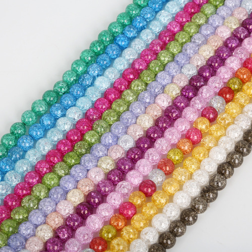 Crystal glass colorful explosion beads round beads loose beads beading diy accessories material bracelet necklace bracelet accessories