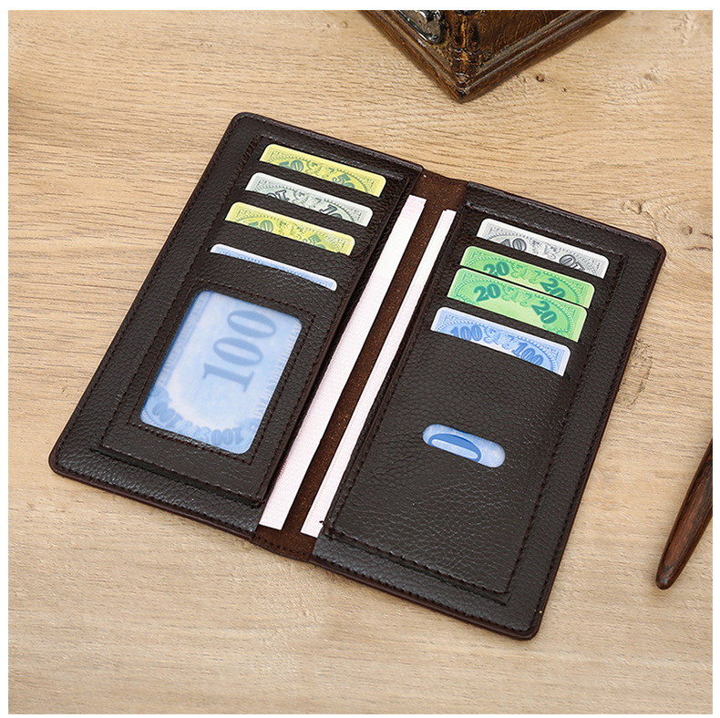 Men's Solid Color Pu Leather Open Long Wallets display picture 19