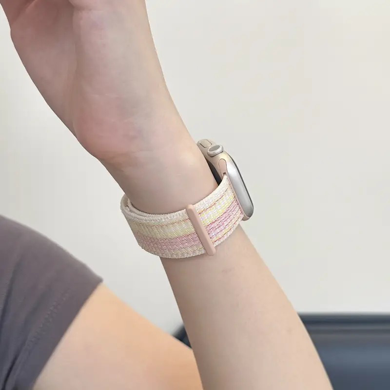 Q New Smoke Purple Loop Plaid Sports Strap Suitable for Apple Watch Band L