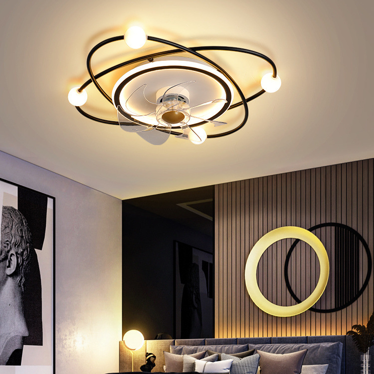 Ceiling Fan Lamp Nordic Ceiling Lamp Bedroom Lamp Restaurant with Lamp Electric Fan Lamp Variable Frequency Shaking Head Fan Lamp Zhongshan Lamps