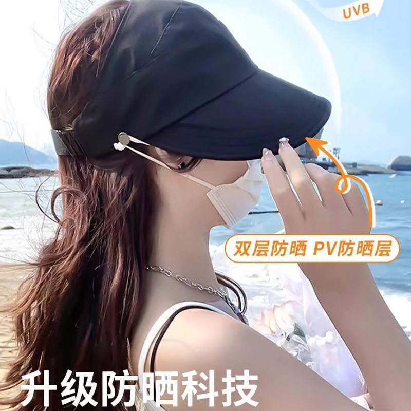 Sombrero de protección solar para mujeres, cola de caballo, máscara colgante, sombrero de pato, sombrero de sol, sombrero de pescador plegable, sombrero de verano