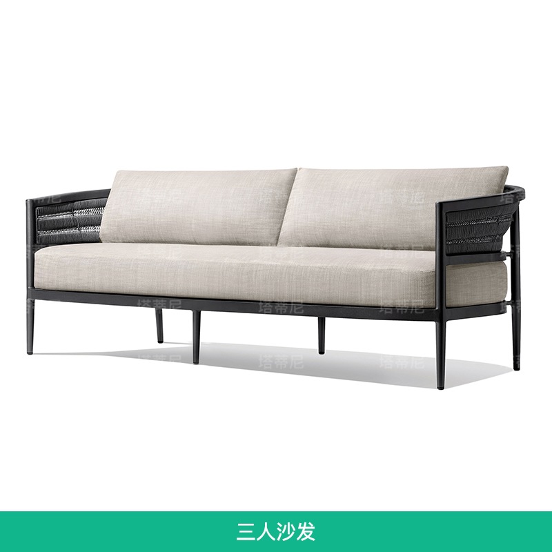Sofá de teca al aire libre Jardín al aire libre Mesa de mesas moderna minimalista combinación de patio villa sofá de madera maciza impermeable solar image 14