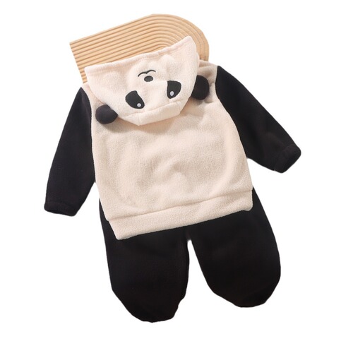 New autumn and winter puff velvet suit for boys and girls, cartoon cute bear pullover for small and medium children, casual two-piece