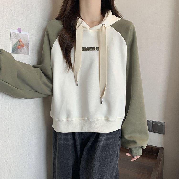 2025爆款春秋胖mm字母连帽卫衣女高级感洋气外套美式复古上衣ins|undefined