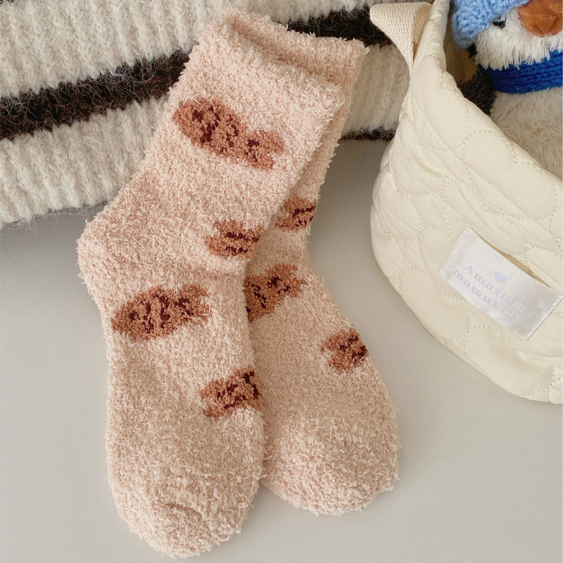 Calcetines Medios de Terciopelo de Coral para Mujer con Absorción de Sudor para Otoño e Invierno