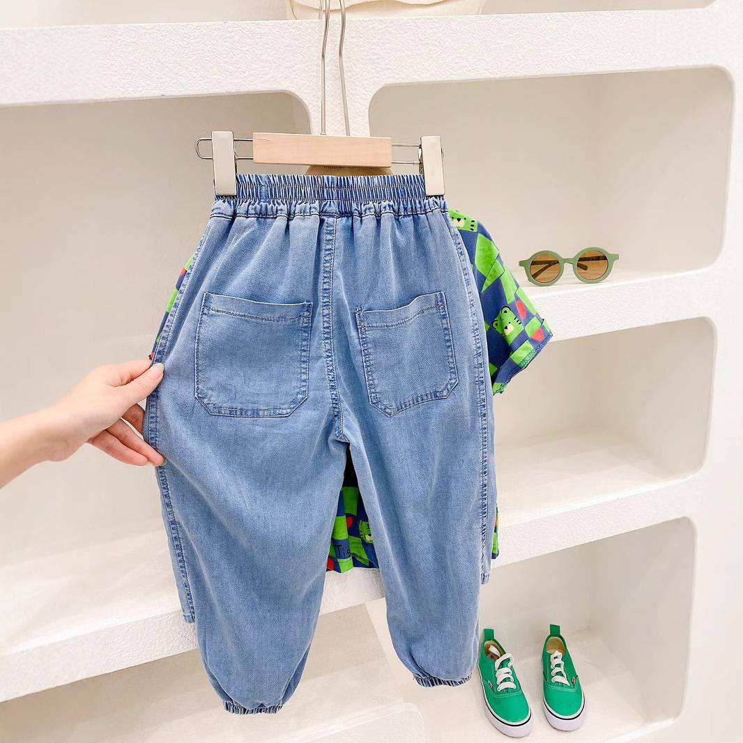 Nuevos pantalones infantiles de verano delgados jeans de tendencia para hombres y mujeres, pantalones anti-mosquitos, pantalones casuales frescos para bebés image 4