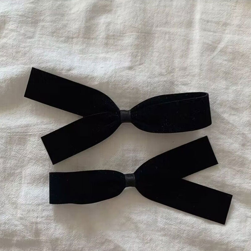 Korejský styl dívky francouzská sponka do vlasů černá mašle ofina klip malá stuha sametová sponka do vlasů vysoce kvalitní vlasové doplňky čelenka_voghion.com