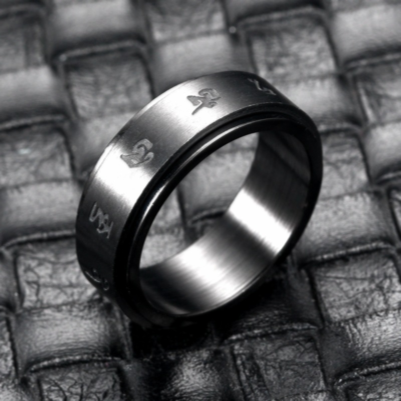 Wholesale Jewelry Stainless Steel Rotating Six-character Mantra Ring Nihaojewelry display picture 5