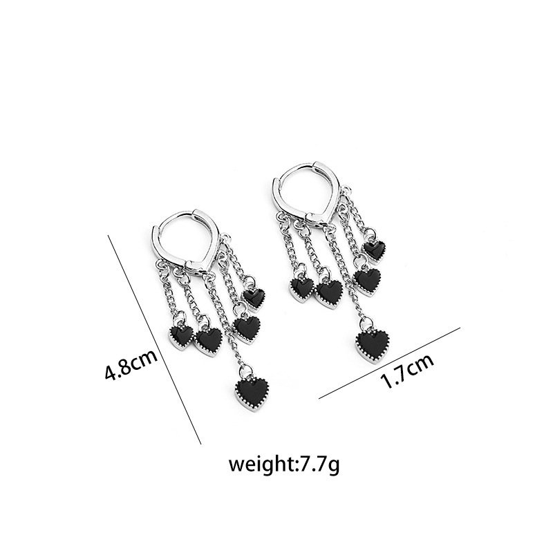 Fashion Small Black Heart Earrings Dark Series Tassel Earrings For Women display picture 1