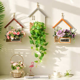 新品促销 美式木质壁挂花篮花套装墙挂壁饰挂件客厅卧室墙装饰品