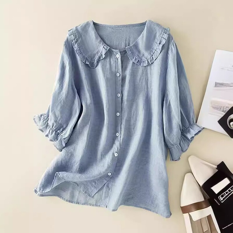 2026 New Model Foreign Trade Cross-Border Loose-Fit Shirt for Women, Designer Top, Cotton and Linen Women's Clothing for Spring and Summer 2026 New Model Foreign Trade Cross-Border Loose-Fit Shirt for Women, Designer Top, Cotton and Linen Women's Clothing for Spring and Summer