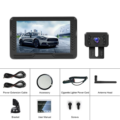 Cross-border 5inch HD AHD Car display - 5inch-digital-wireless-one-to-one-display-short-license-plate-holder-factory-standard-configuration