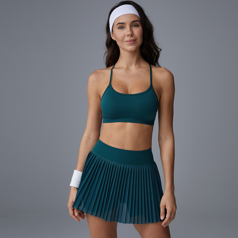 Conjuntos de faldas cortas deportivas transfronterizas de verano ajustados, faldas de tenis transpirables, ropa de fitness femenina al aire libre, sentido avanzado del tenis