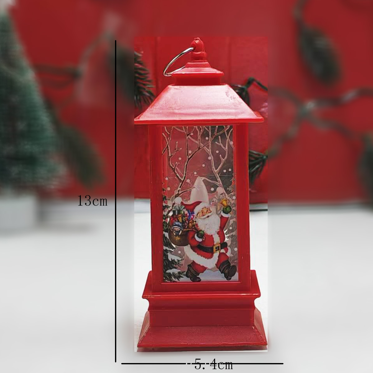 Linterna cuadrada pequeña de Navidad, adorno decorativo de escritorio, decoración colgante para árbol de Navidad, luz nocturna retro, regalo de Navidad