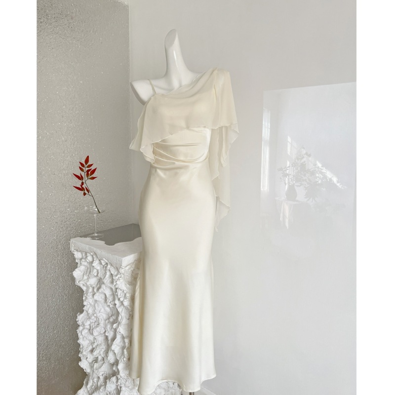 French-Style Satin Slip Dress, Elegant Bodycon Dress, Feminine Evening Gown, Beige Dress, Black Dress, Cotton French-Style Satin Slip Dress, Elegant Bodycon Dress, Feminine Evening Gown, Beige Dress, Black Dress, Cotton