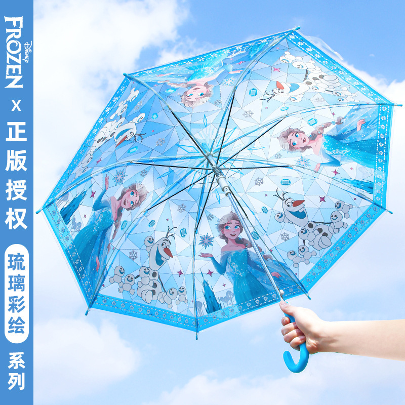 2025 New Disney Girls Umbrella Children's Frozen Painted Transparent Primary School Baby Long Handle Umbrella 2025 New Disney Girls Umbrella Children's Frozen Painted Transparent Primary School Baby Long Handle Umbrella
