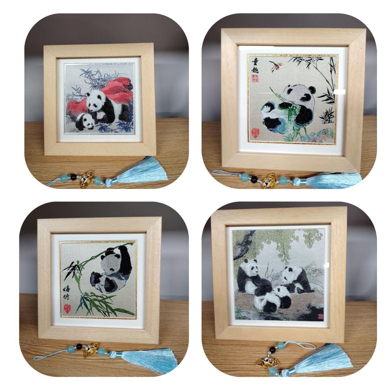 蜀锦蜀绣批发批量预定蜀锦熊猫摆件非遗中国风特色商务会议礼品