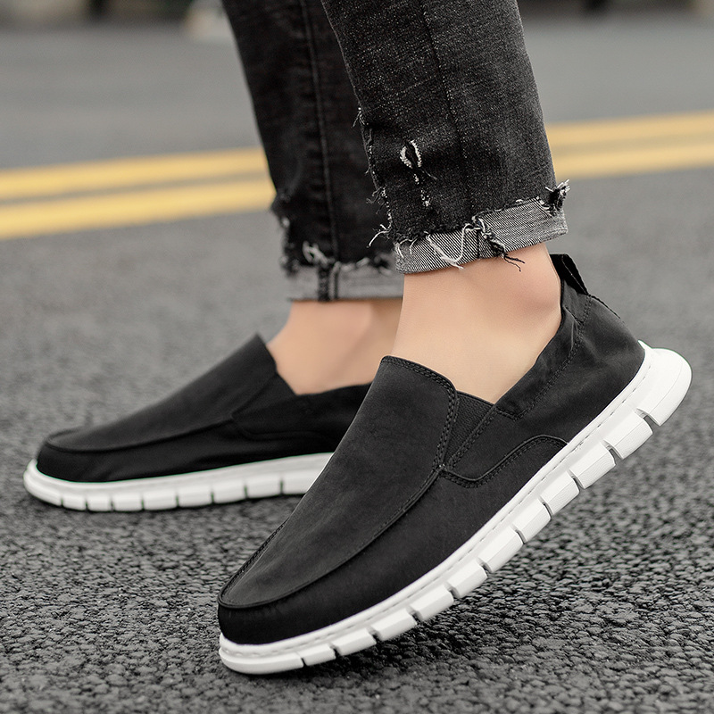 High-Quality Waterproof Umbrella Fabric Casual Men's Elastic Slip-On Old Beijing Cloth Loafers One-Step Dad Shoes_vogvips.com